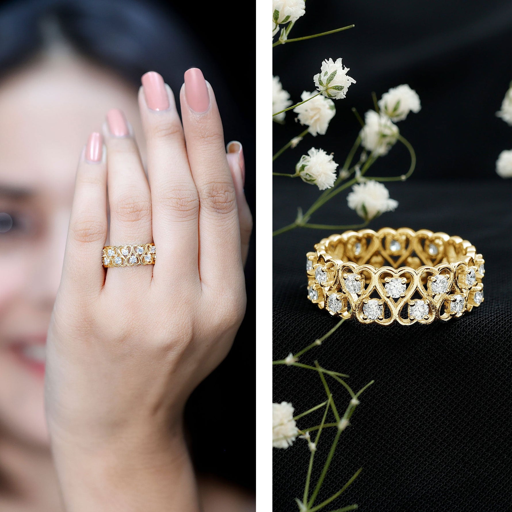 Certified Lab Grown Diamond Heart Eternity Band Ring