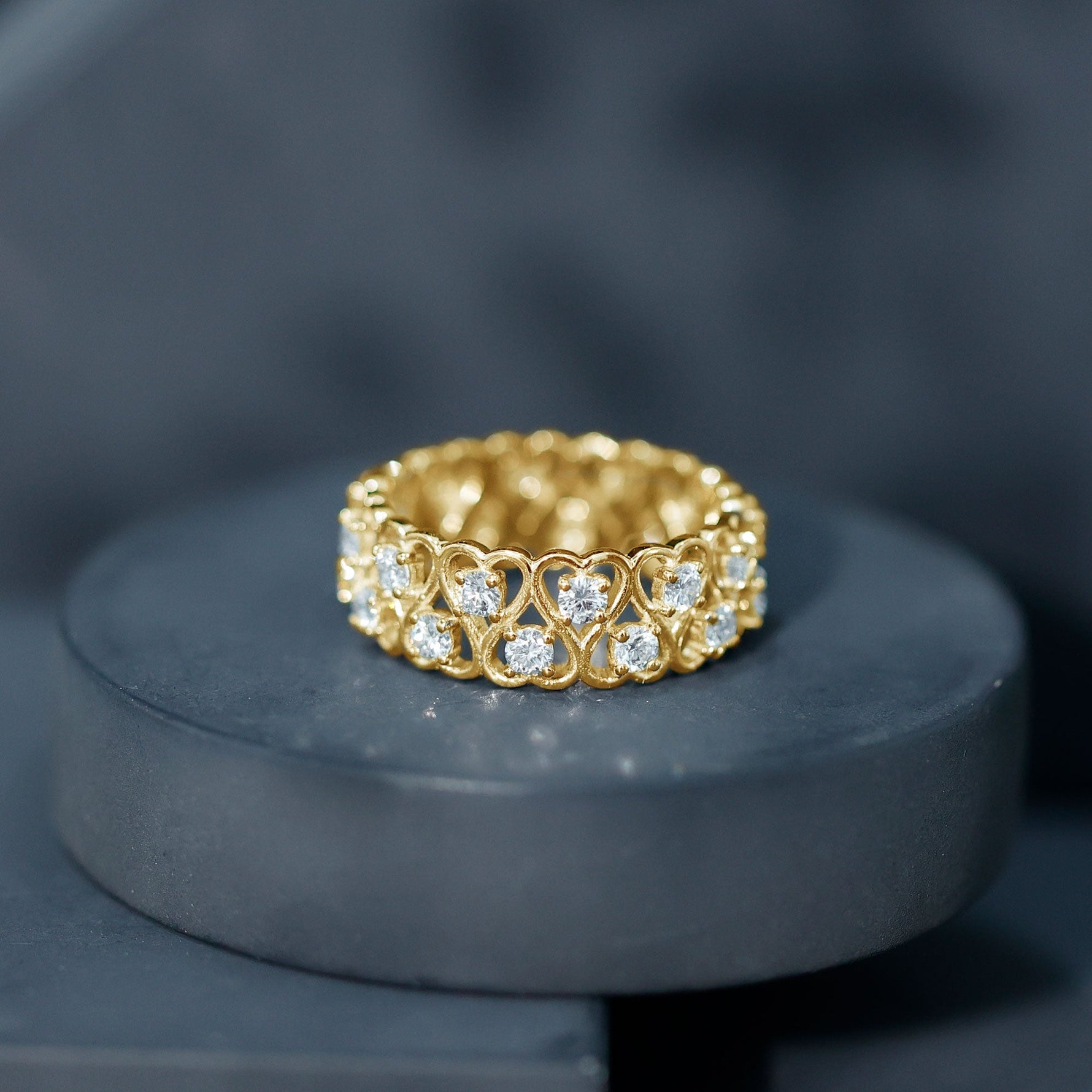 Certified Lab Grown Diamond Heart Eternity Band Ring