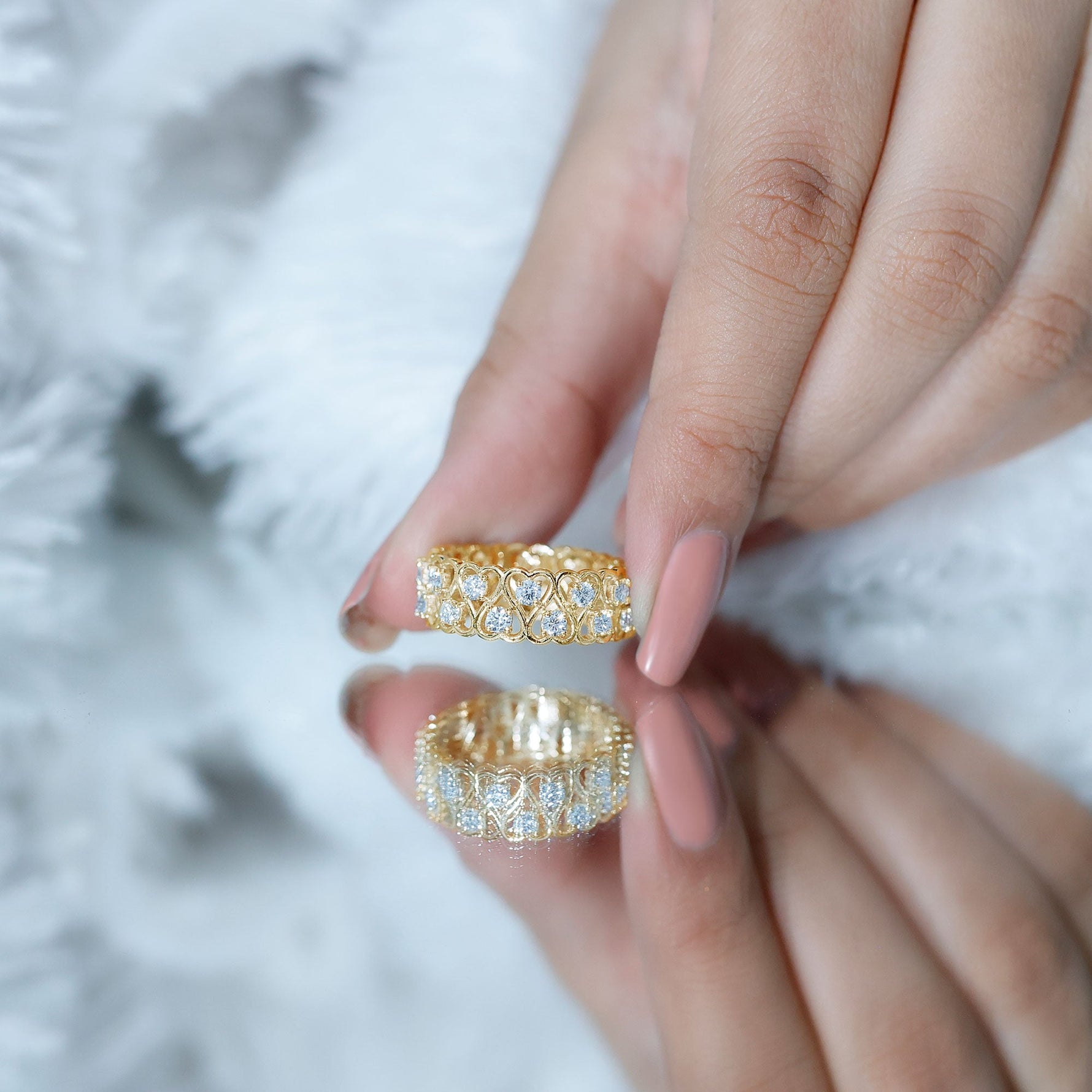 Certified Lab Grown Diamond Heart Eternity Band Ring