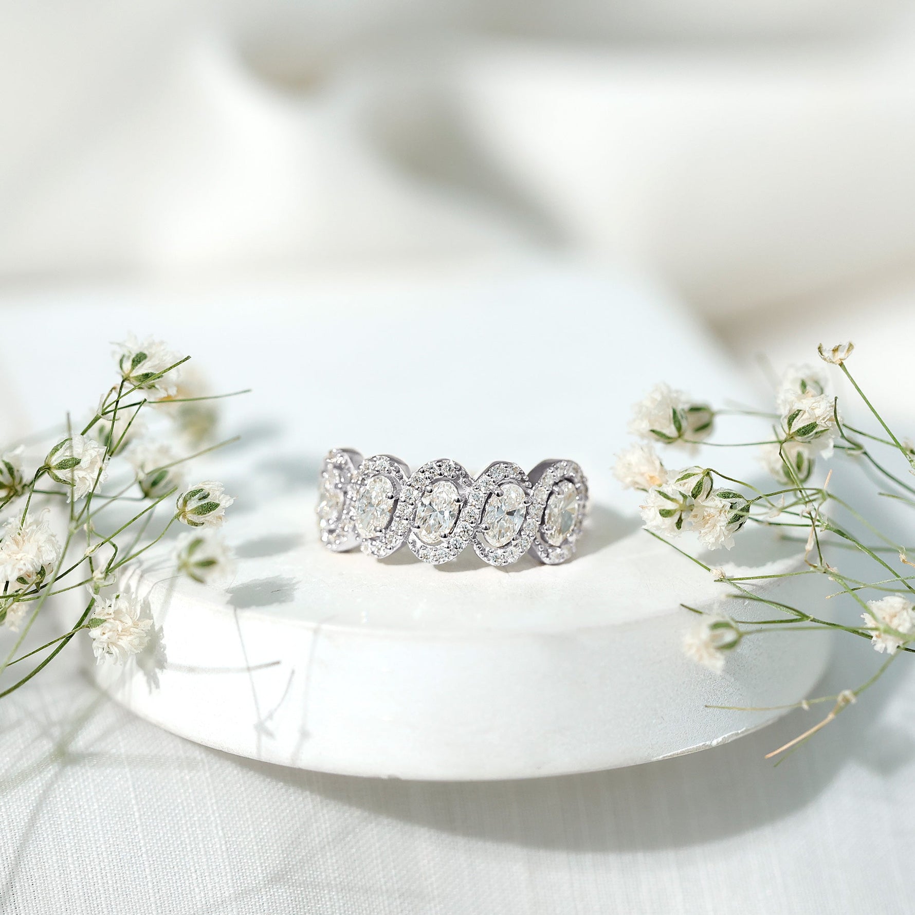 Certified Oval Lab Grown Diamond Designer Eternity Ring