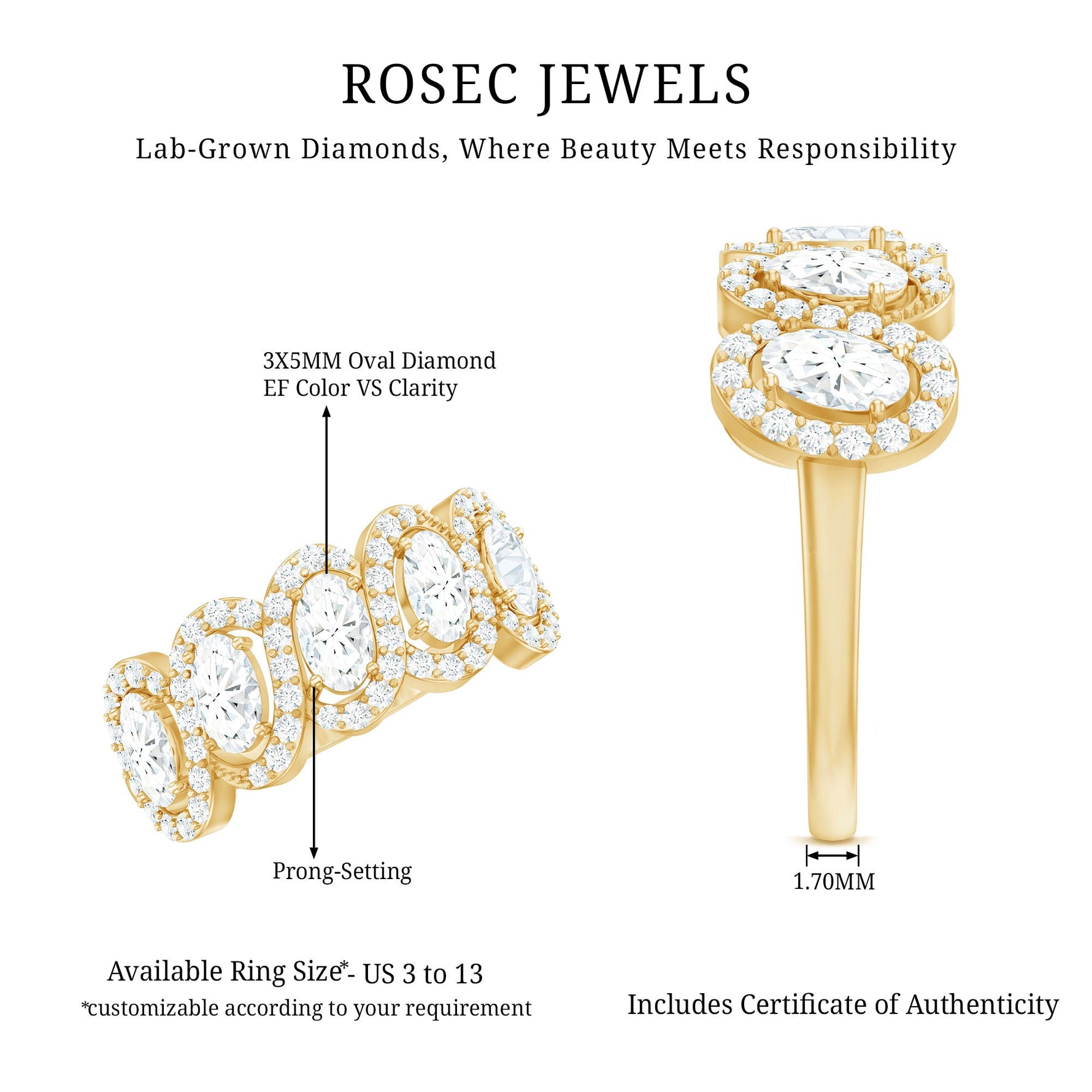 Certified Oval Lab Grown Diamond Designer Eternity Ring