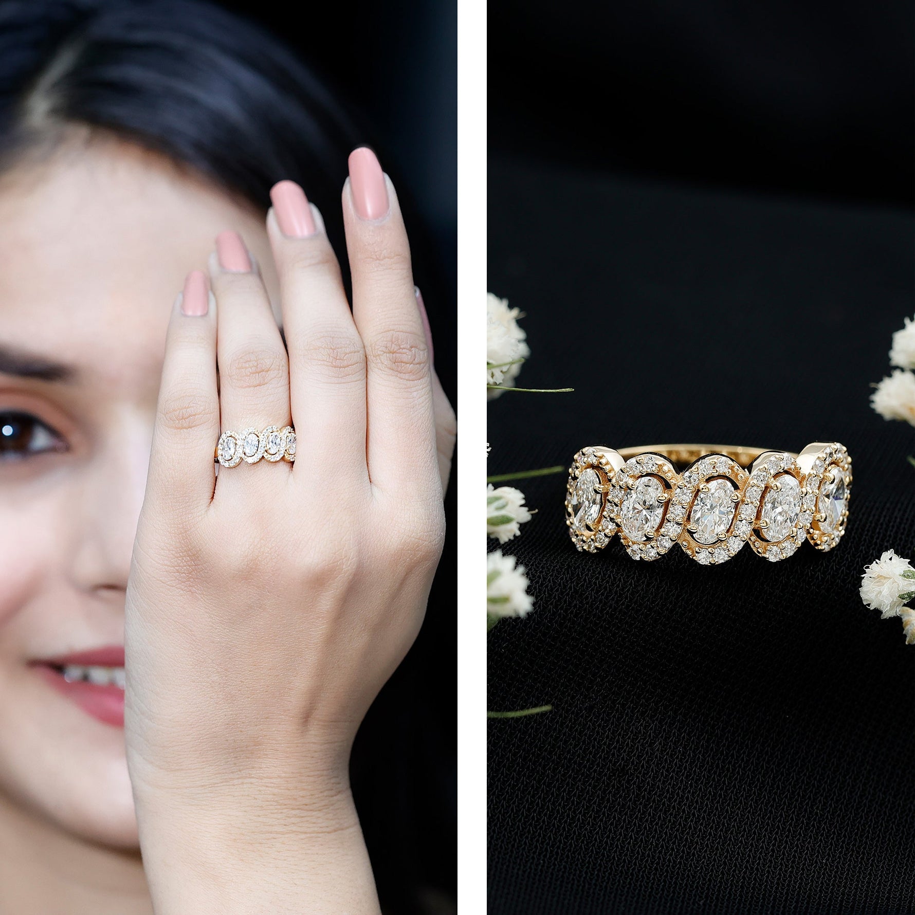 Certified Oval Lab Grown Diamond Designer Eternity Ring