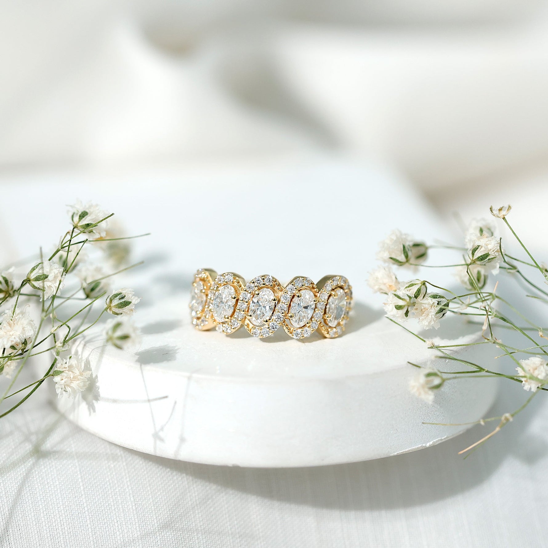 Certified Oval Lab Grown Diamond Designer Eternity Ring