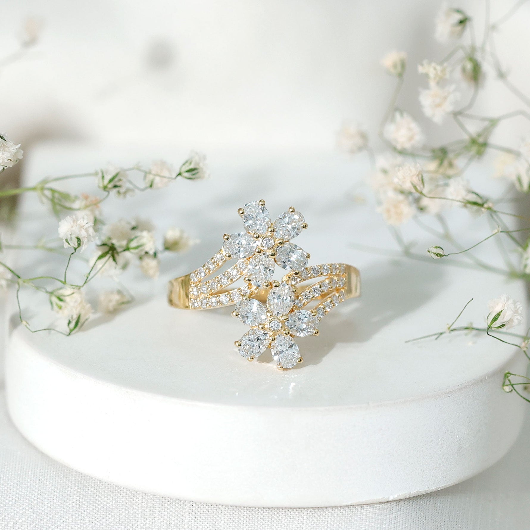 Certified Lab Grown Diamond Flower Engagement Ring For Women