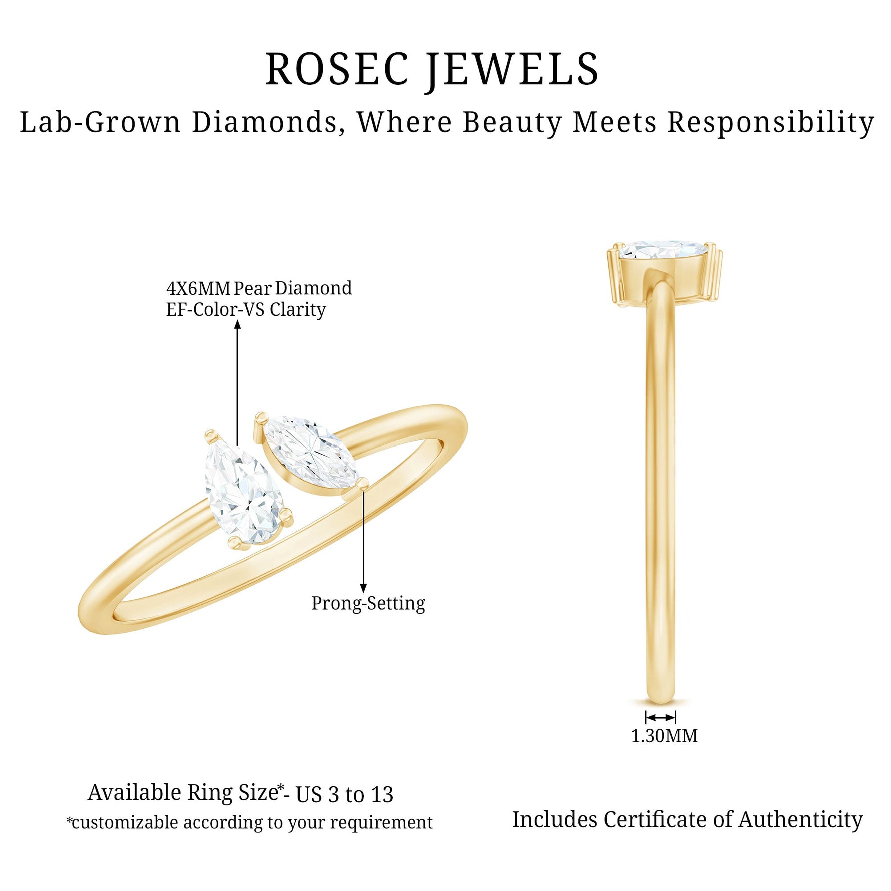 Certified Lab Grown Diamond Two Stone Promise Ring
