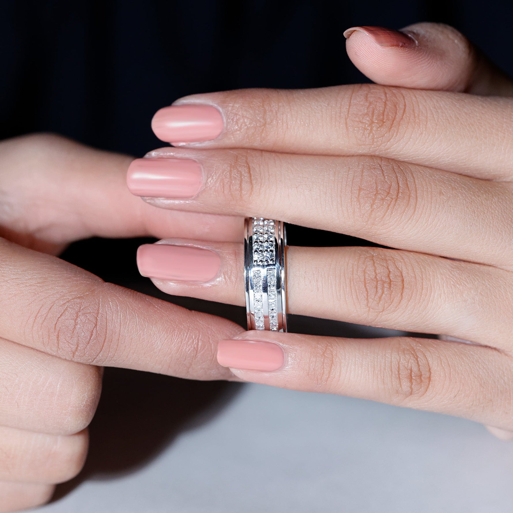 Certified Lab Grown Diamond Wide Wedding Band Ring