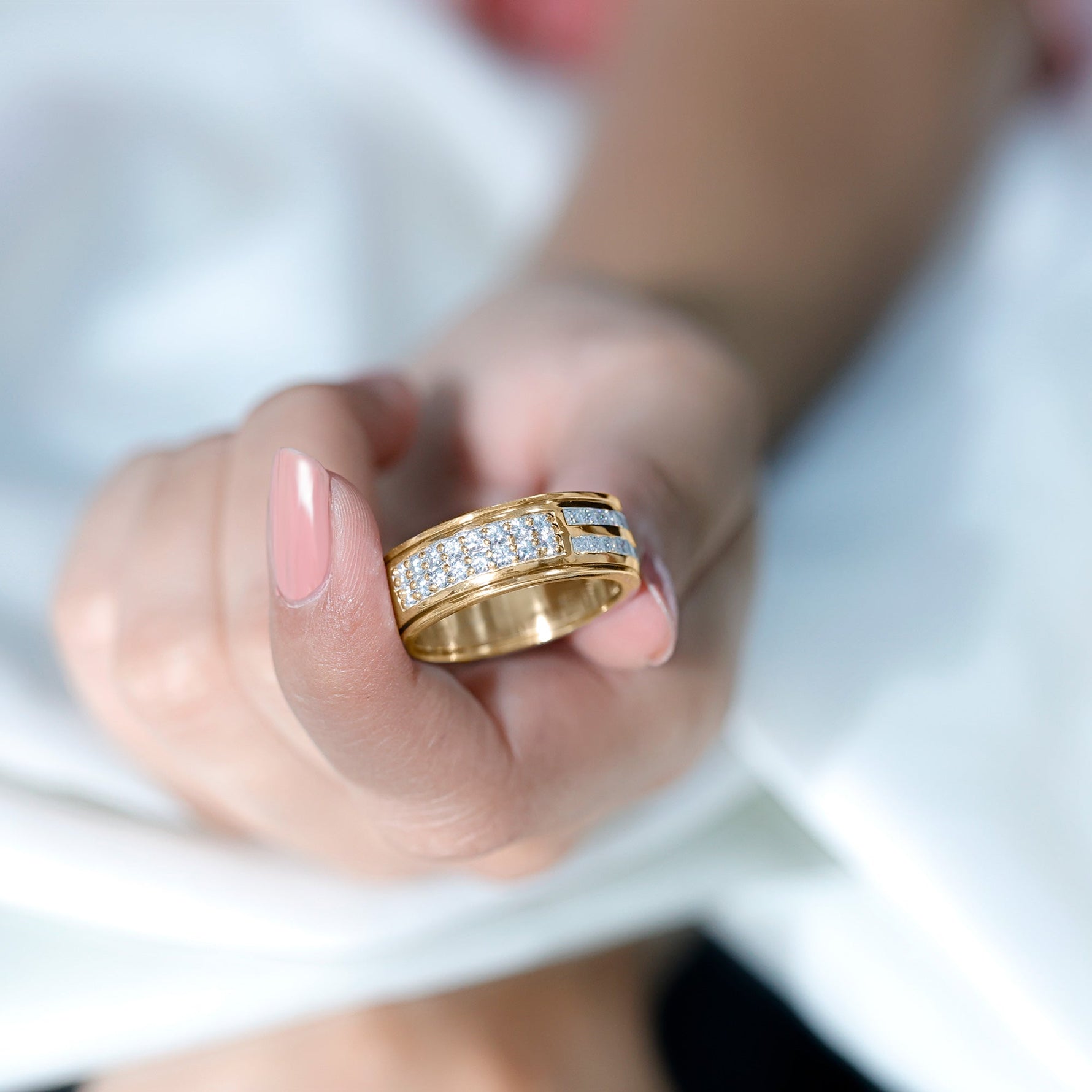 Certified Lab Grown Diamond Wide Wedding Band Ring