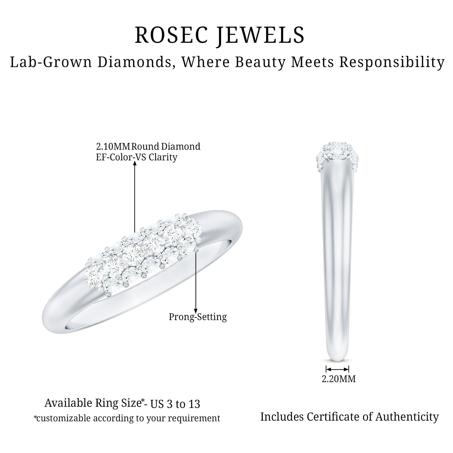 Certified Lab Grown Diamond Anniversary Ring