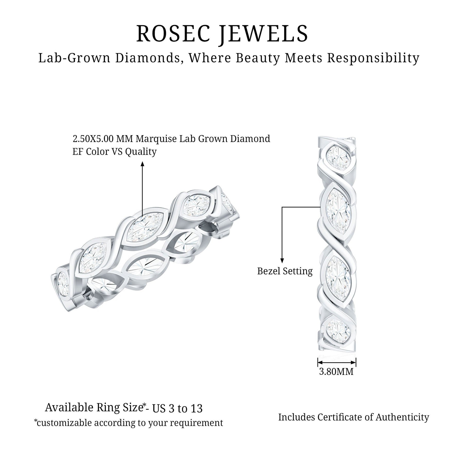 Certified Lab Grown Diamond Wedding Anniversary Ring