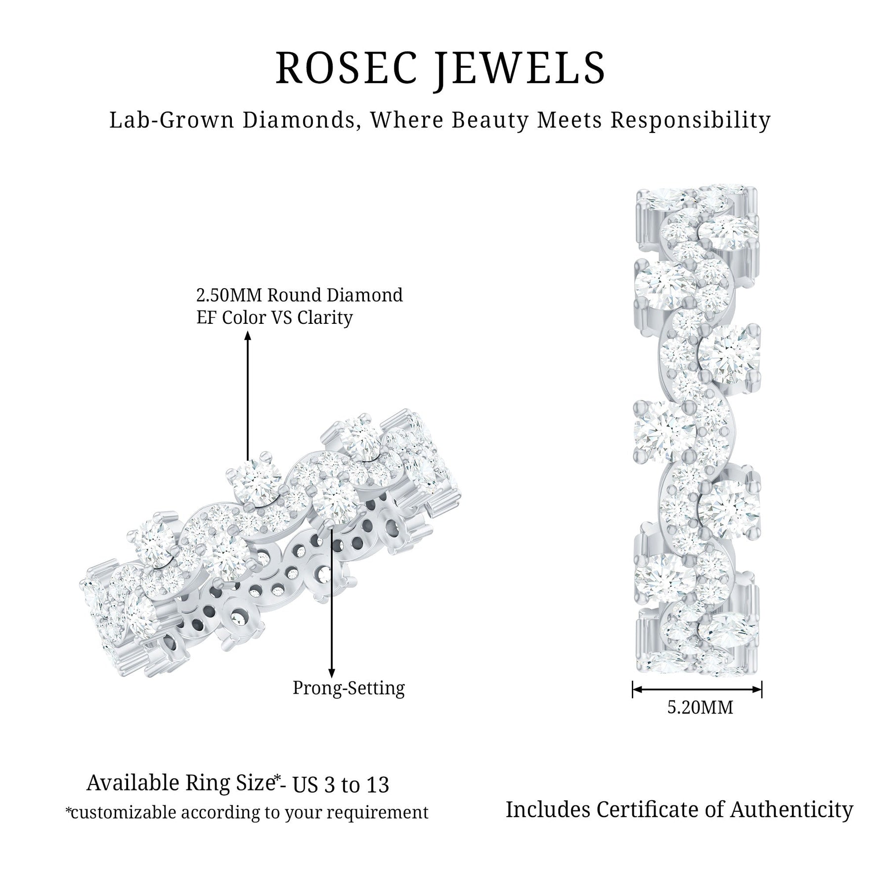 Certified Lab Grown Diamond Designer Wedding Eternity Ring