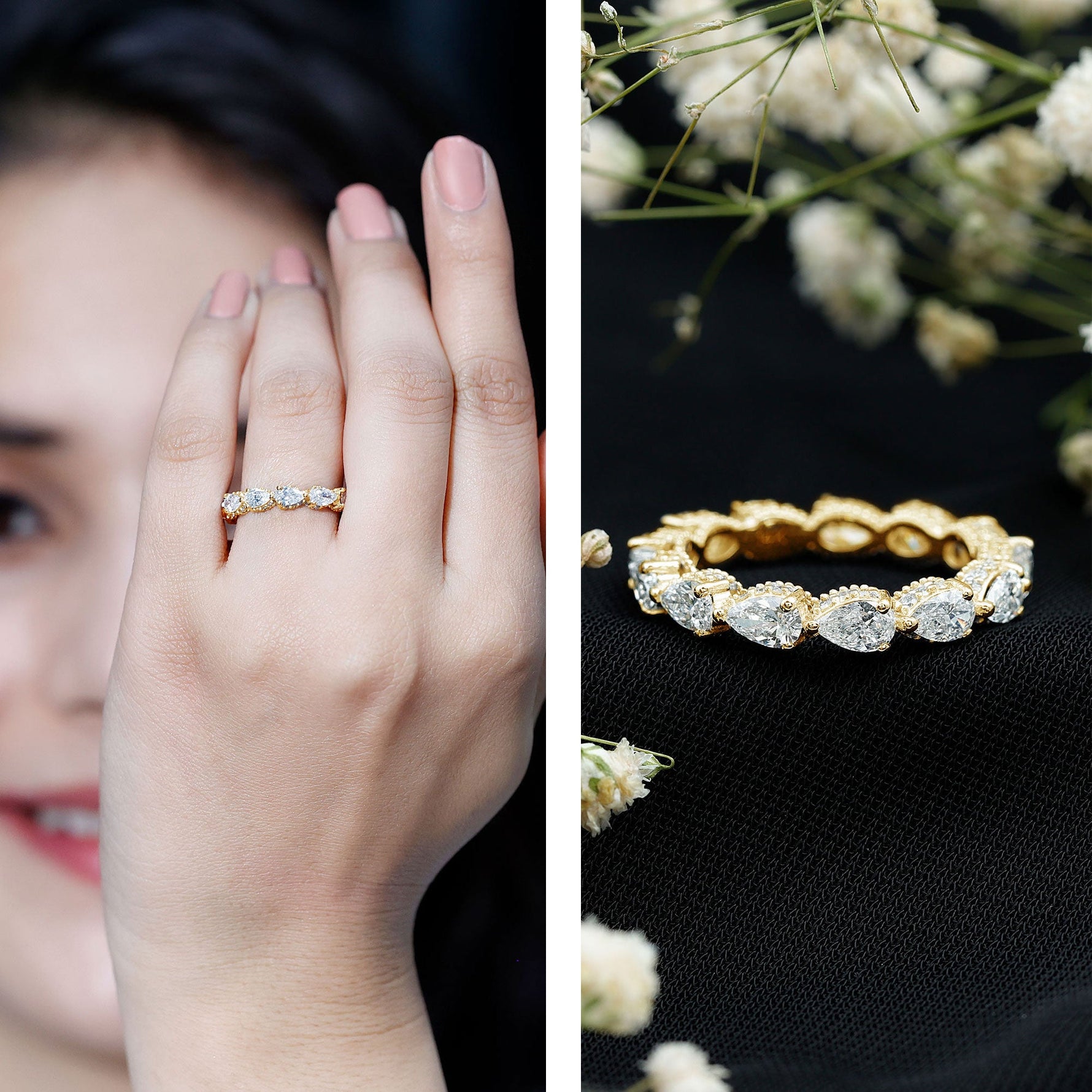 Certified Pear Shape Lab Grown Diamond Eternity Ring