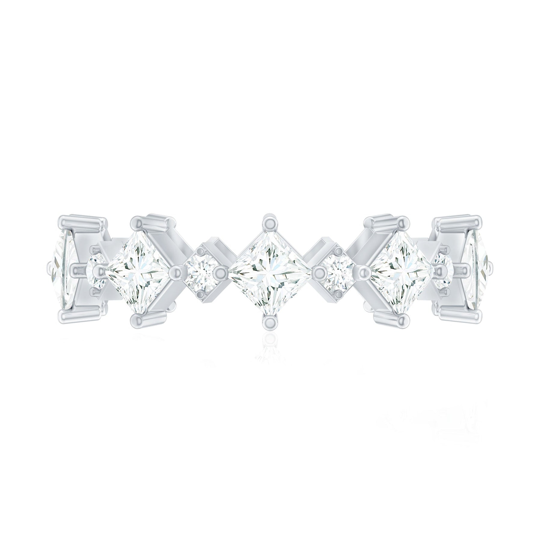 Certified Princess Cut Lab Grown Diamond Eternity Wedding Ring