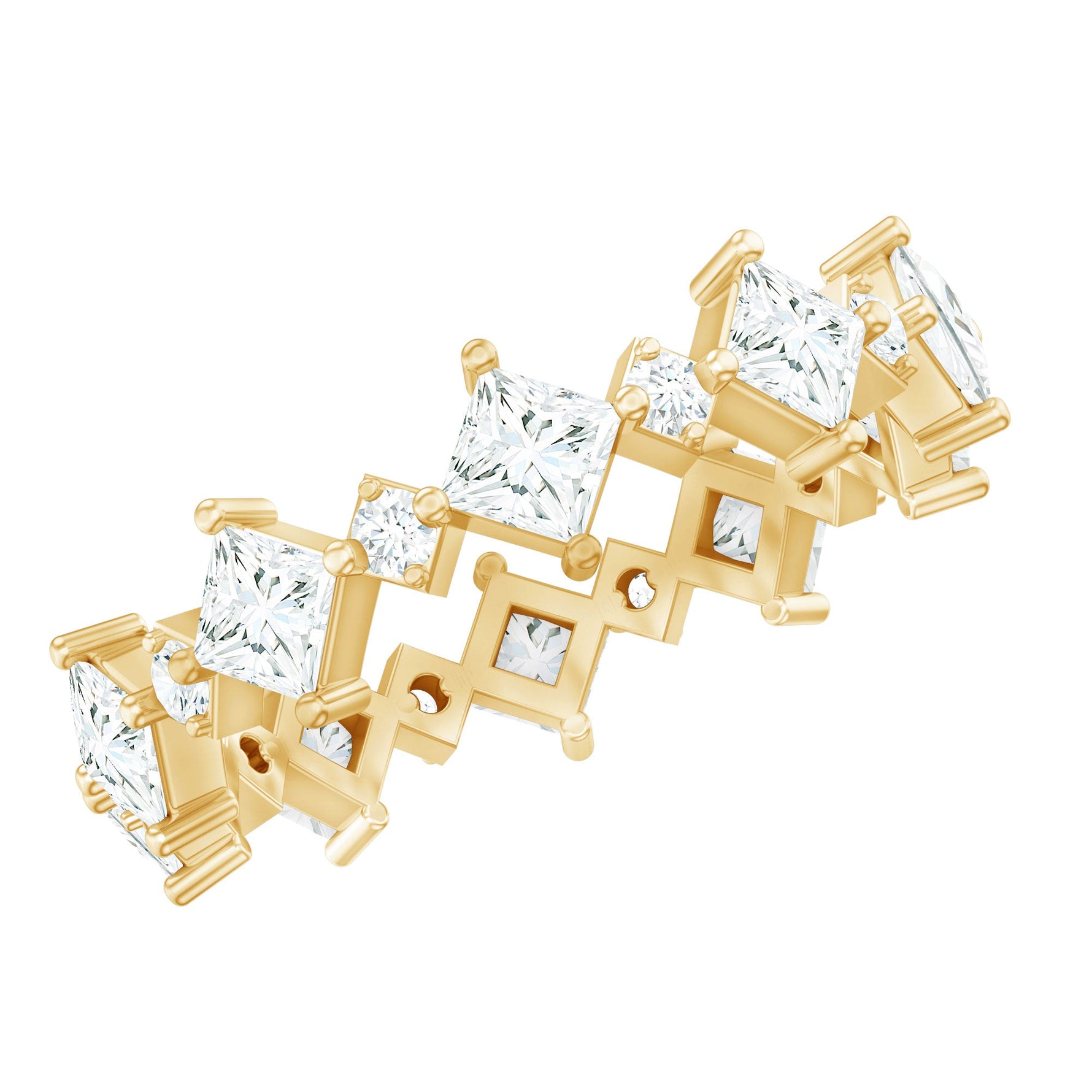 Certified Princess Cut Lab Grown Diamond Eternity Wedding Ring