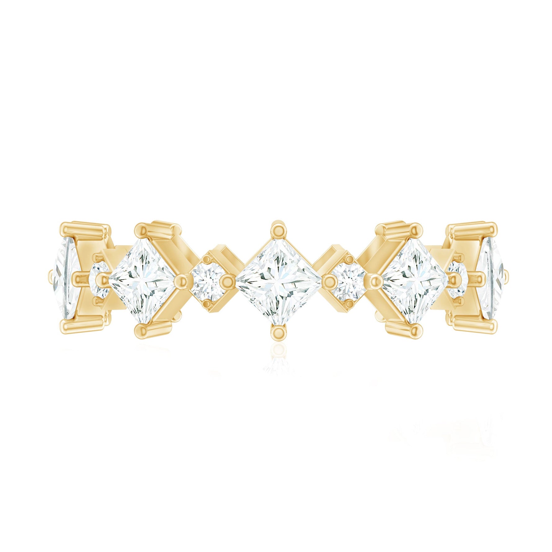 Certified Princess Cut Lab Grown Diamond Eternity Wedding Ring