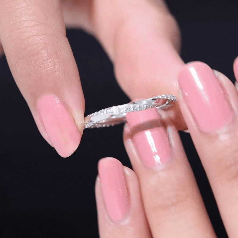 Pave Set Diamond Wedding Ring with Twisted Details