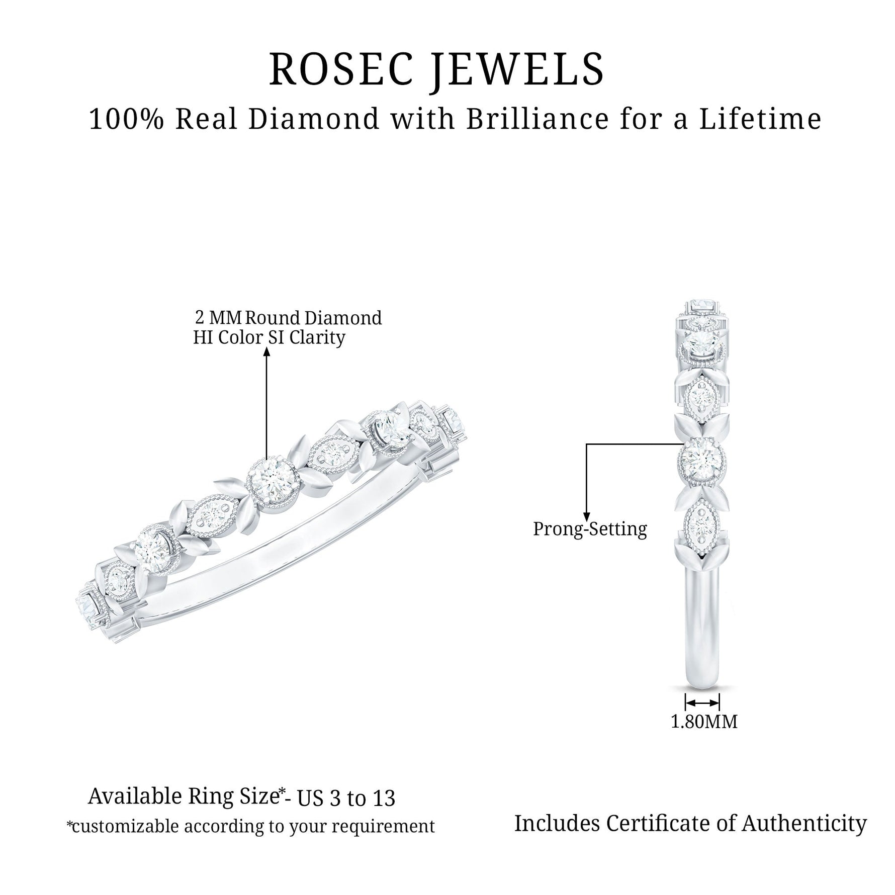 Nature Inspired Diamond Wedding Ring