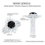 Vintage Inspired Black Spinel Wedding Ring Set with Moissanite Enhancers