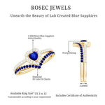 Lab Grown Blue Sapphire and Diamond Heart Wedding Ring Set