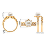 Freshwater Pearl and Diamond Wedding Ring Set