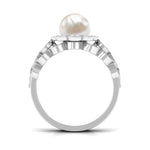 Freshwater Pearl and Diamond Wedding Ring Set
