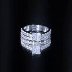 Princess Cut Zircon Wedding Ring Set with Enhancer Band