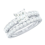 Princess Cut Zircon Wedding Ring Set with Enhancer Band