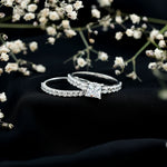 Princess Cut Zircon Wedding Ring Set with Enhancer Band
