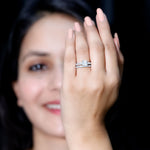 Princess Cut Zircon Wedding Ring Set with Enhancer Band