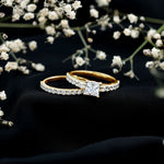 Princess Cut Zircon Wedding Ring Set with Enhancer Band
