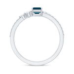 4X6mm Emerald Cut London Blue Topaz Wedding Ring Set with Diamond