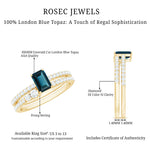 4X6mm Emerald Cut London Blue Topaz Wedding Ring Set with Diamond