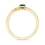 4X6mm Emerald Cut London Blue Topaz Wedding Ring Set with Diamond