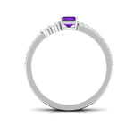 Natural Amethyst and Diamond Wedding Ring Set