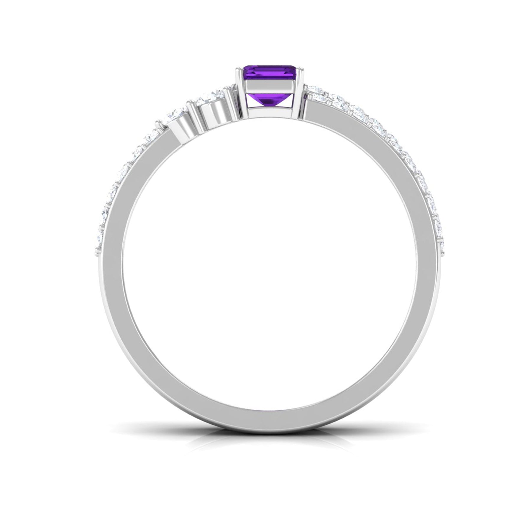 Natural Amethyst and Diamond Wedding Ring Set