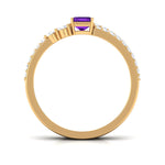 Natural Amethyst and Diamond Wedding Ring Set