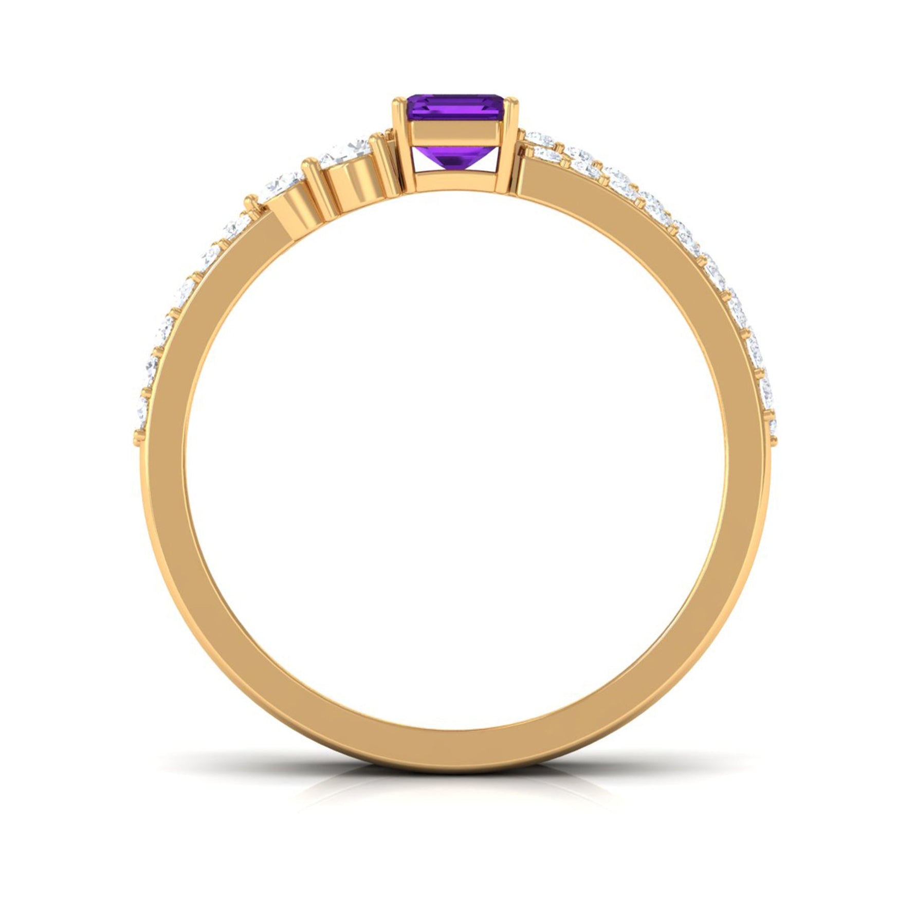 Natural Amethyst and Diamond Wedding Ring Set