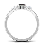 Genuine Garnet Diamond Emerald Cut Engagement Wedding Ring Set of 2