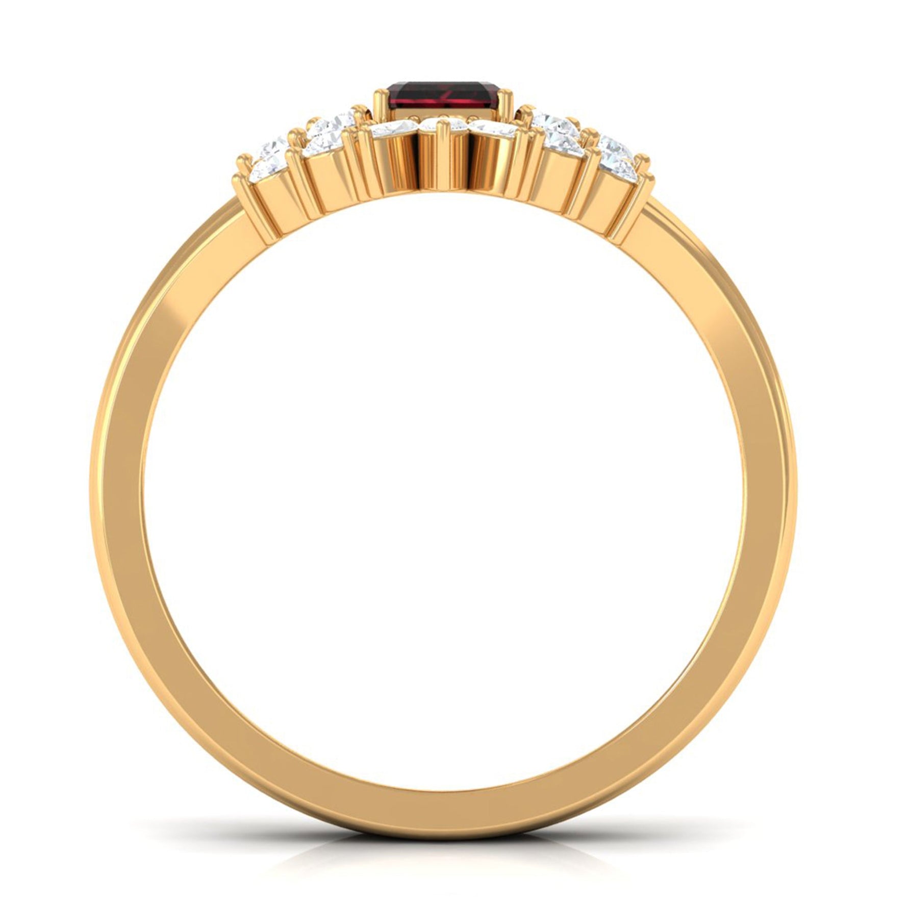 Genuine Garnet Diamond Emerald Cut Engagement Wedding Ring Set of 2