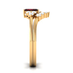 Genuine Garnet Diamond Emerald Cut Engagement Wedding Ring Set of 2