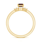 Natural Emerald Cut Garnet Diamond 3 Piece Wedding Ring Set