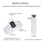 Emerald Cut Black Onyx and Moissanite Trio Wedding Ring Set