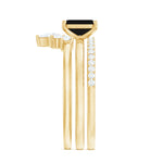 Emerald Cut Black Onyx and Moissanite Trio Wedding Ring Set