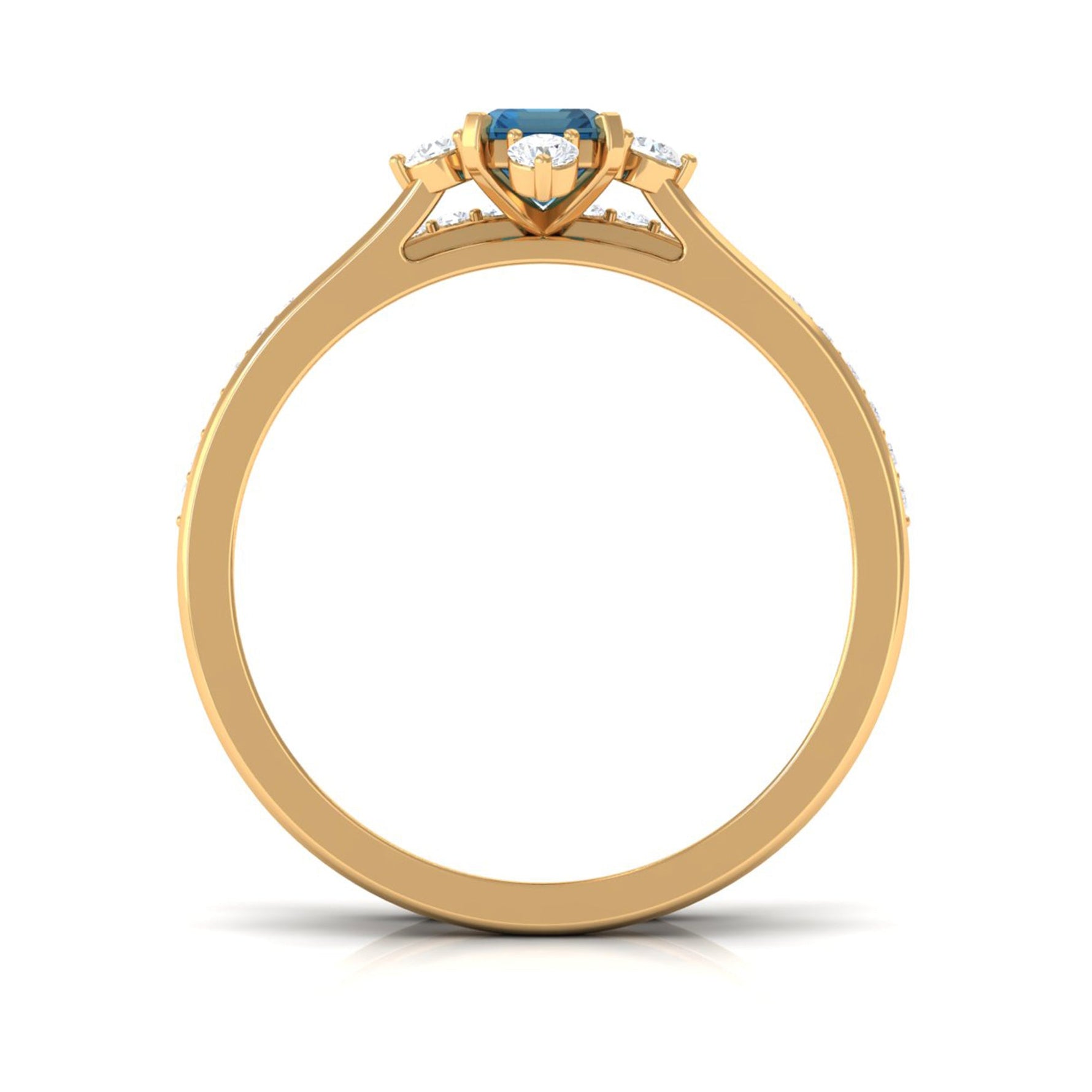 4X6mm Emerald Cut London Blue Topaz Wedding Ring Set with Diamond Band