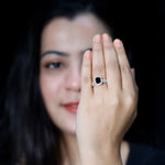 Emerald Cut Black Onyx Wedding Ring Set with Moissanite