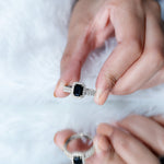 Emerald Cut Black Onyx Wedding Ring Set with Moissanite