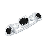 Black Spinel and Diamond Eternity Anniversary Wedding Ring