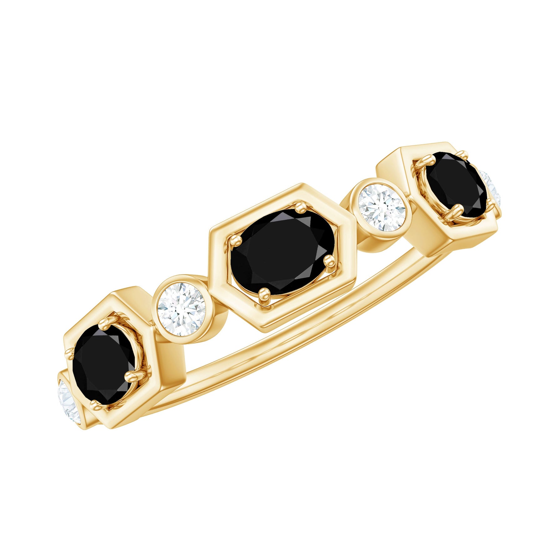 Black Spinel and Diamond Eternity Anniversary Wedding Ring