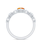 Heart Fire Opal and Moissanite Wedding Ring Set