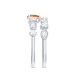 Heart Fire Opal and Moissanite Wedding Ring Set