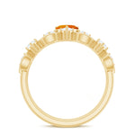 Heart Fire Opal and Moissanite Wedding Ring Set